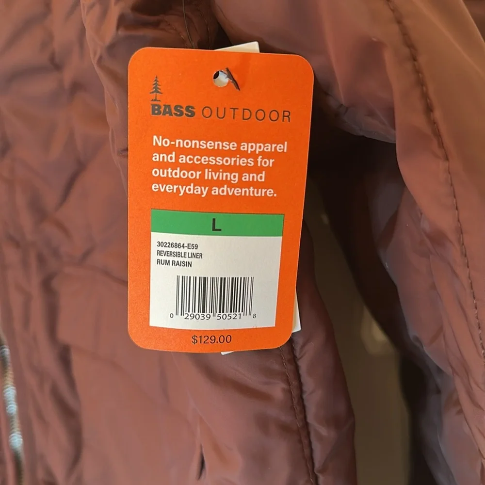 Bass Outdoor‎ Reversible Liner Jacket Rum Raisin size L NWT